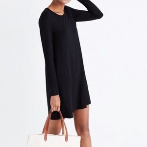 Madewell Black Long Sleeve Swing Jersey Dress